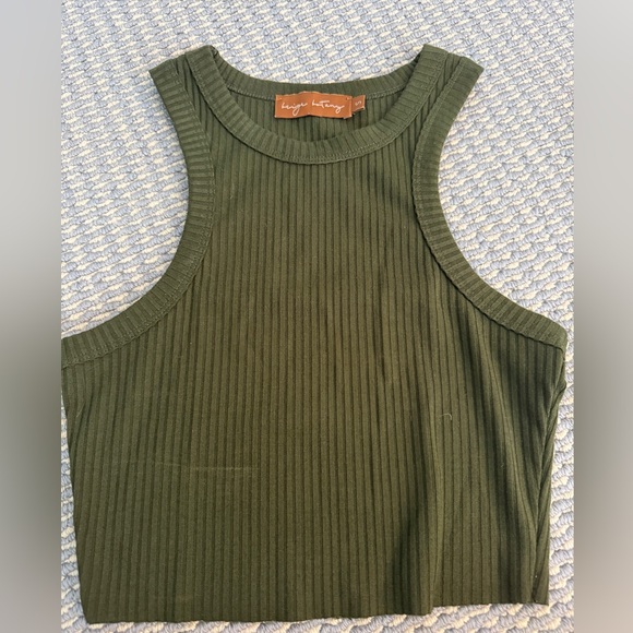 Forest Green Ribbed Tank Top - Picture 1 of 2